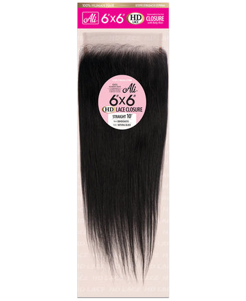 Ali 100% Human Hair 6x6 Lace Closure 14”