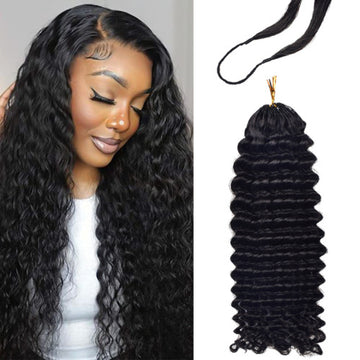 Feather Crochet for Braiding - Deep Wave 50 grams (18 inch)(Natural Black/1B)