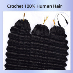 Feather Crochet for Braiding - Deep Wave 50 grams (18 inch)(Natural Black/1B)