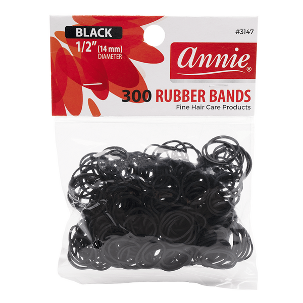 Annie 300 count 1/2" Black Rubber Bands