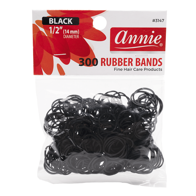 Annie 300 count 1/2" Black Rubber Bands